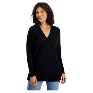 I.N.C. International Concepts Women's Solid V-Neck Sweater in Black Size Medium